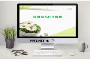 清新淡雅的菊花背景植物幻灯片模板.ppt[共3张]