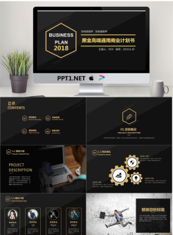 简洁精致黑金配色商业融资计划书PPT模板.pptx[共23张]
