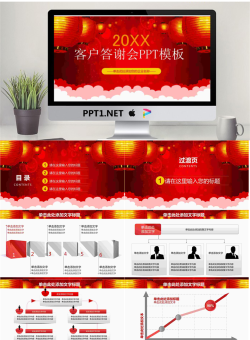 喜庆红灯笼背景的客户答谢晚会PPT模板.pptx[共23张]
