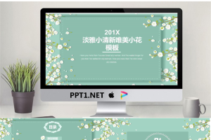韩范唯美小花背景的淡雅艺术PPT模板.pptx[共24张]