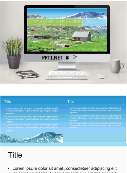 雪山牧场自然风景PPT模板.ppt[共4张]
