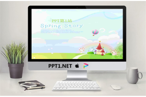 Spring story春天的故事卡通PPT模板.ppt[共2张]