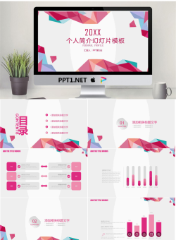 彩色时尚多边形背景的个人简介PPT模板.pptx[共20张]