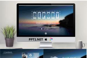 欧美模糊海景背景的iOS风格PPT模板免费.pptx[共23张]