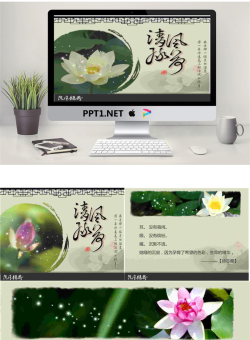 古典莲花背景中国风PPT模板.ppt[共4张]