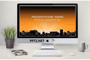 城市的夕阳建筑类PPT模板.ppt[共2张]