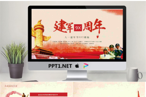 解放军天安门背景的建军节PPT模板.pptx[共25张]