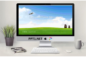蓝天白云下的草原自然风光PowerPoint模板.pptx[共7张]