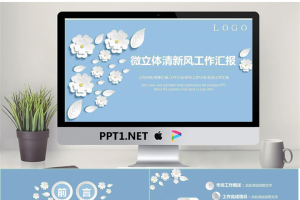 清新淡雅立体小花背景工作汇报PPT模板.pptx[共41张]