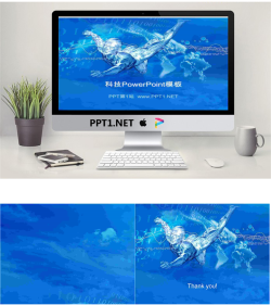 蓝色科技人背景PowerPoint模板.ppt[共3张]