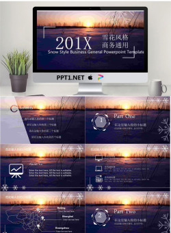 冬日雪景背景的自然风景PPT模板.pptx[共18张]