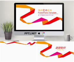 简洁线条背景的时尚艺术幻灯片模板.ppt[共3张]
