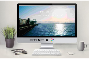 蓝色港湾背景PPT模板.ppt[共2张]