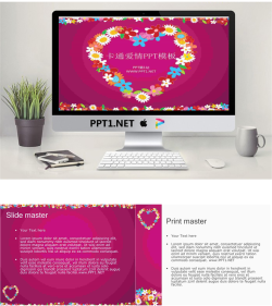 粉色卡通花环背景的浪漫爱情PowerPoint模板.ppt[共3张]