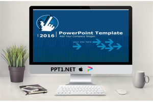 经典蓝色箭头商务PPT模板.ppt[共10张]