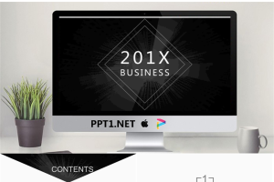 黑色简洁扁平化商务PPT模板.pptx[共23张]