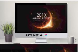 炫酷唯美星空星球背景PPT模板免费.pptx[共23张]