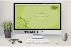 绿色淡雅花纹背景PPT模板.ppt[共2张]