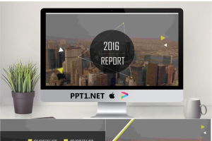 创意简约城市背景商务PPT模版.ppt[共20张]