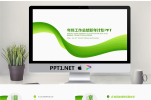 简洁绿色年终工作总结新年计划PPT模板.pptx[共30张]