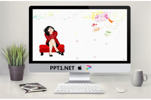 卡通美女背景的时尚幻灯片模板.ppt[共5张]