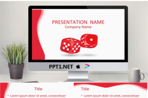 红色骰子背景娱乐PowerPoint模板.ppt[共5张]