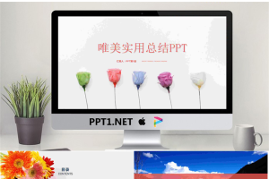 清新玫瑰花背景的唯美幻灯片模板免费.pptx[共26张]