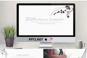 简洁枯萎枝叶背景的欧美PPT模板.pptx[共25张]