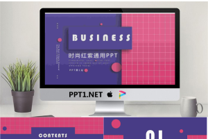 紫红搭配欧美商务PPT模板.pptx[共24张]