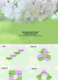 绿色清新牡丹花PPT模板.ppt[共11张]