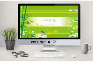 竹林背景春季PPT模板.ppt[共2张]