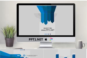 灰色背景蓝色箭头商务PowerPoint模板.pptx[共4张]