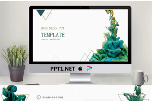 绿色简洁创意油漆颜料背景艺术设计PPT模板.pptx[共21张]