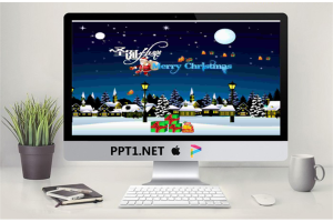 蓝色圣诞节音乐贺卡PPT模板.ppt[共2张]