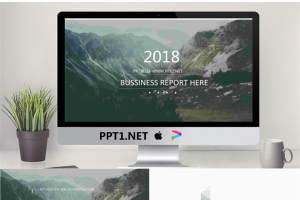 山川自然风景背景大气扁平商务PPT模板.pptx[共15张]