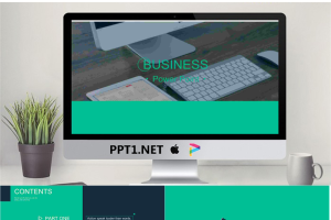 绿色简洁办公桌面背景的工作计划PPT模板.pptx[共18张]