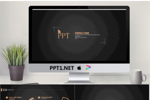 简洁黑色磨砂质感的欧美PPT模板免费.pptx[共23张]