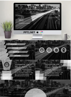 时尚酷黑的高速公路背景动感商务PPT模版.pptx[共6张]