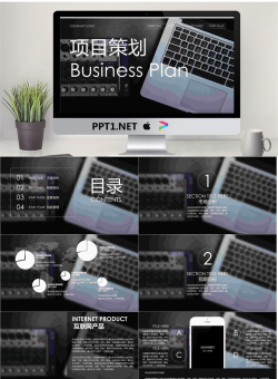 灰色项目策划商务PPT模版.pptx[共12张]