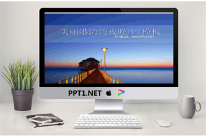 美丽港湾的迷人夜景幻灯片模板.pptx[共2张]