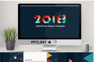 彩色三角形拼接的2018简洁PPT模板.pptx[共22张]