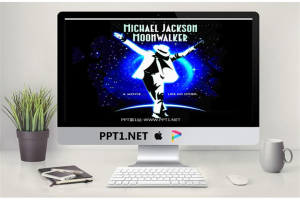黑色经典风格迈克杰克逊舞蹈PPT模板.pptx[共2张]