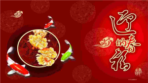 鲤鱼背景迎春纳福新年PPT模板.ppt[共1张]