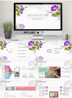 小清新唯美牵牛花PPT模板.pptx[共25张]