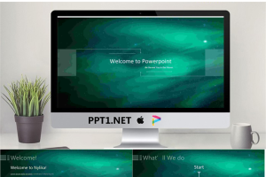 绿色模糊iOS风格的科技行业PPT模板免费.pptx[共30张]