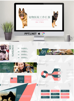 牧羊犬背景的宠物医院PPT模板.pptx[共22张]