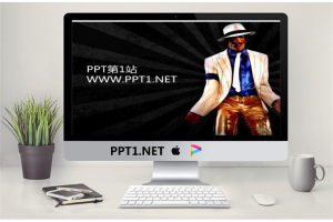 黑色背景迈克杰克逊PPT模板.ppt[共2张]