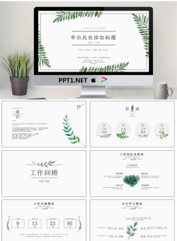 清新淡雅植物叶子背景的个人述职报告PPT模板.pptx[共23张]