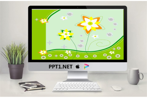 绿色卡通花朵背景幻灯片模板.ppt[共2张]