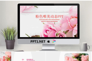 粉色唯美玫瑰背景PPT模板.pptx[共22张]